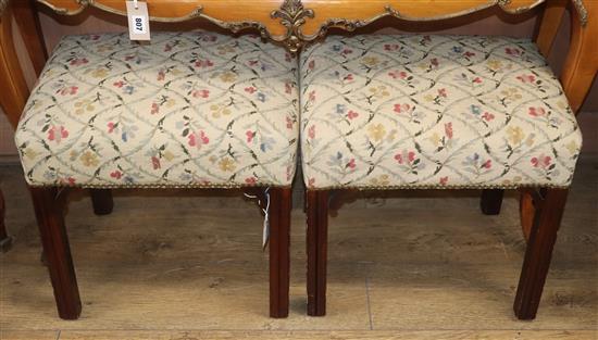 A pair of Georgian style mahogany stools